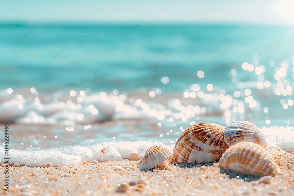 Seashells and starfish on the beach. Summer background Seashells and starfish on the beach. Summer background