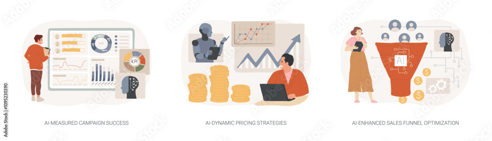 Marketing and Advertising with AI abstract concept vector illustrations. Marketing and Advertising with AI abstract concept vector illustrations.