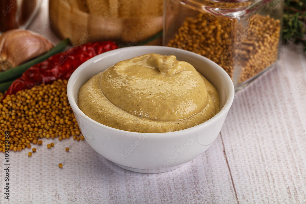 Dijon mustard sauce in the bowl Dijon mustard sauce in the bowl