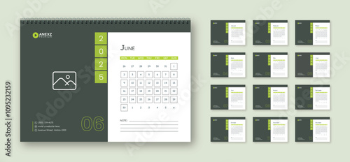 Modern new year 2025 desk calendar design template