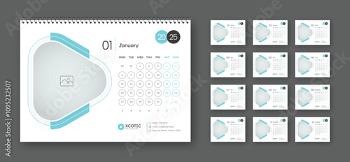 Monthly calendar template for happy new year 2025 design for wall or desk planner