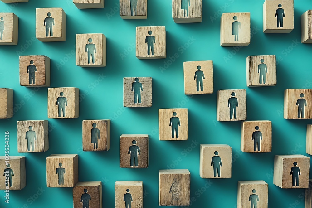 Top View Workforce Grid Symbolic Employment Arrangement Top View Workforce Grid Symbolic Employment Arrangement