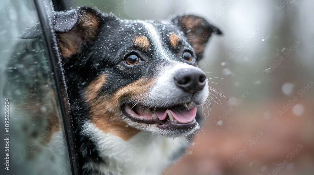 Happy Dog Car Ride Snowy Day Winter Fun Pet Adventure Happy Dog Car Ride Snowy Day Winter Fun Pet Adventure