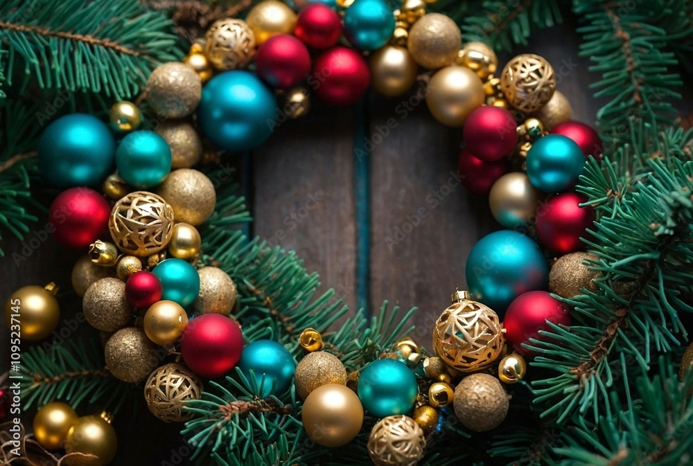 Christmas tree branch in the form of a wreath.
