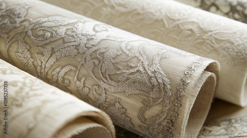 Rolled Victorian-Style Embossed Paper with Ornate Patterns