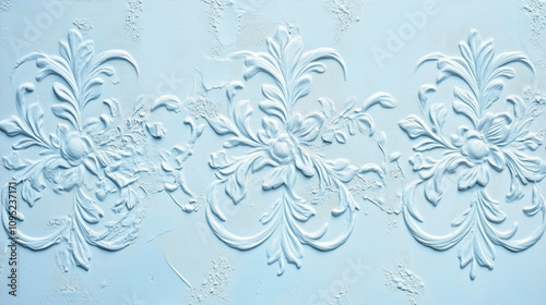Wallpaper Mural Victorian Blue Embossed Paper with Ornate Floral Patterns Torontodigital.ca