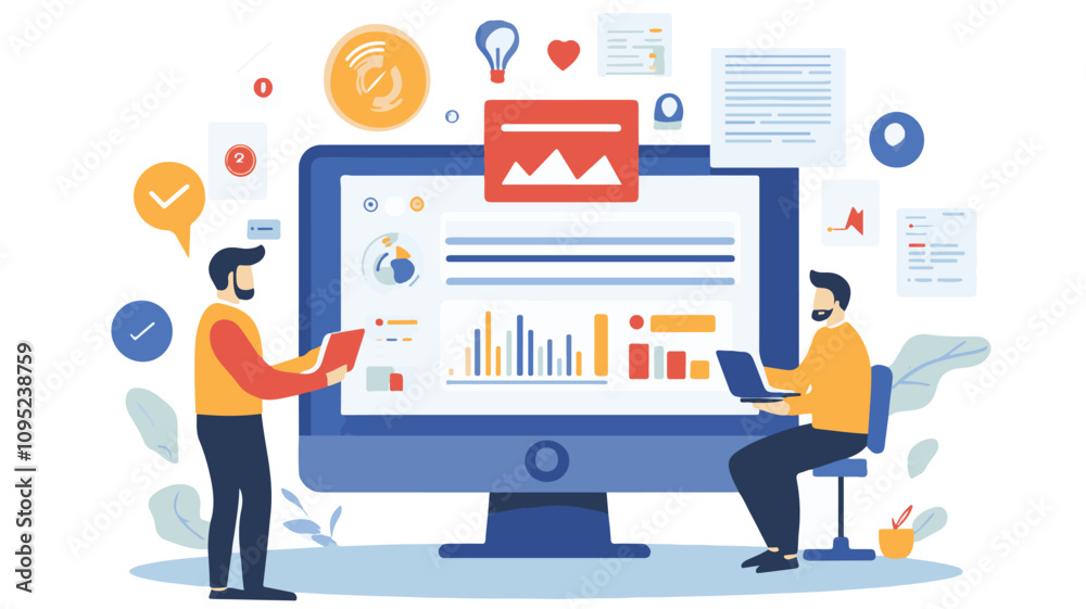 Social Media Marketing: Icons, Graphics, and Virtual Vectors & Illustrations Concepts Social Media Marketing: Icons, Graphics, and Virtual Vectors & Illustrations Concepts