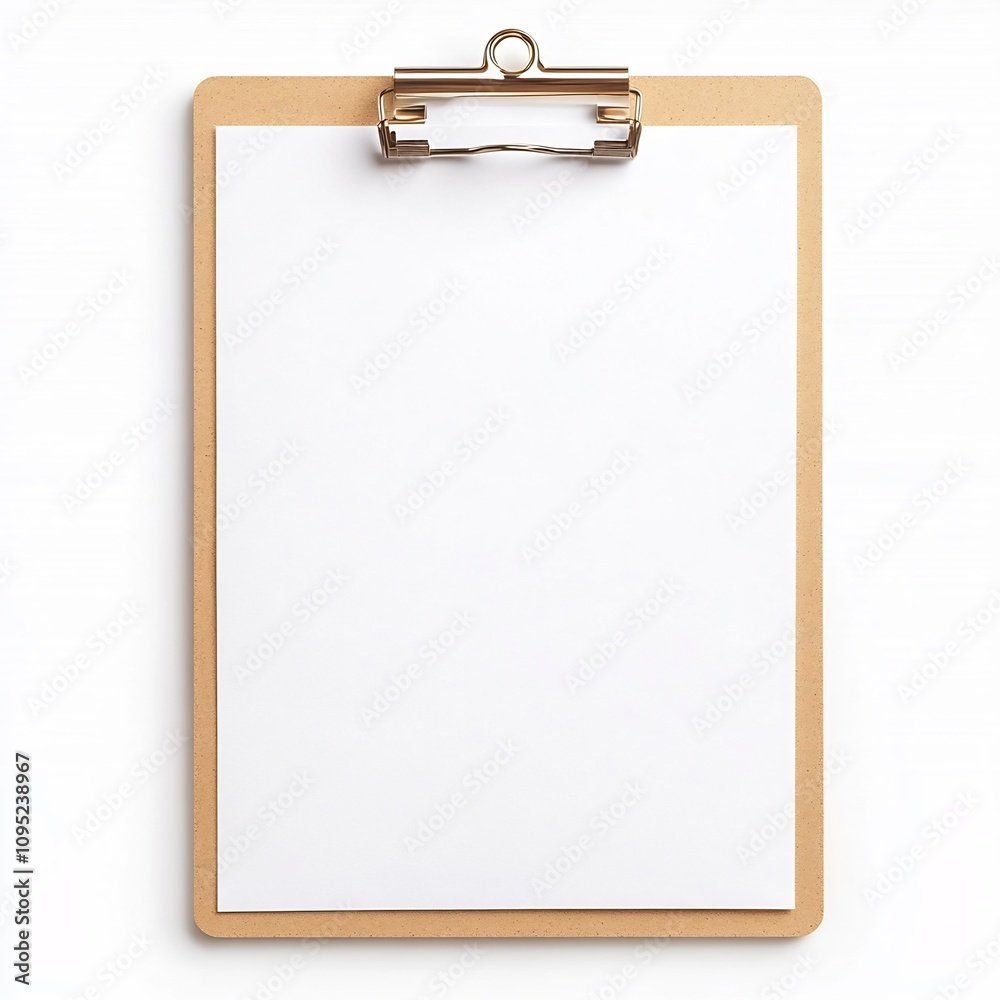 Clipboard with Blank Paper on White Background Clipboard with Blank Paper on White Background