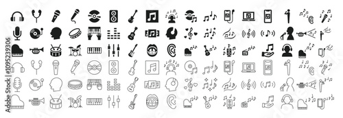 Icon set related to music and songs