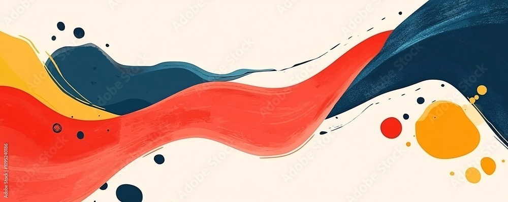 Colorful abstract wave design painting background with brushstrokes and dots Colorful abstract wave design painting background with brushstrokes and dots