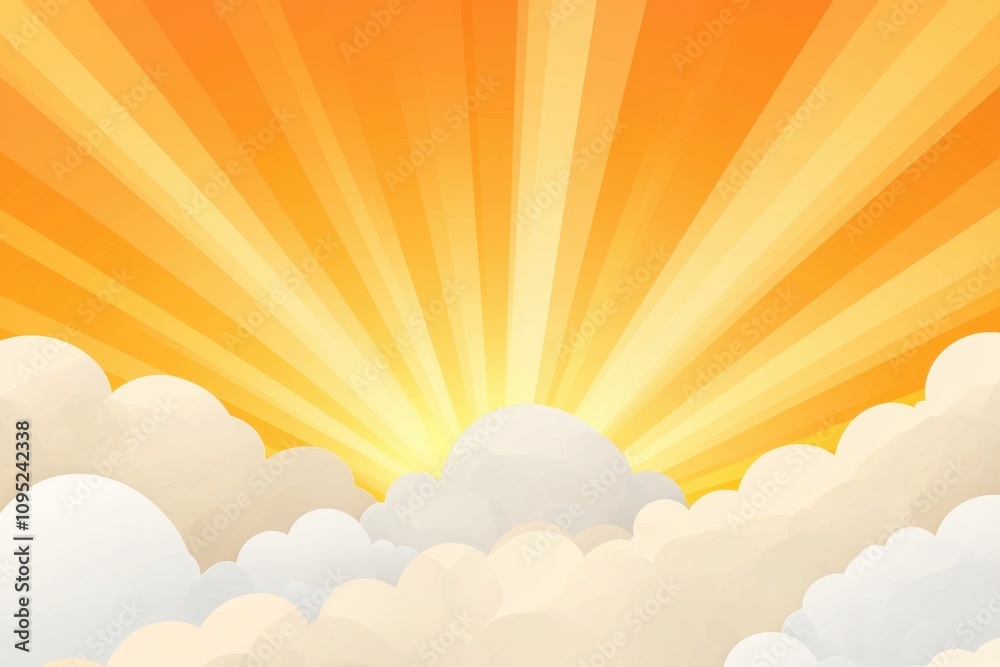 Beautiful Golden Hour Sky with Sunrays Piercing Through Clouds, Creating a Serene and Vibrant Atmosphere of Warmth and Hope in the Early Morning Light Beautiful Golden Hour Sky with Sunrays Piercing Through Clouds, Creating a Serene and Vibrant Atmosphere of Warmth and Hope in the Early Morning Light