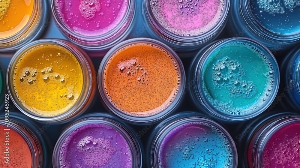 Vibrant Colors: A Close-Up of Sparkling Paint Pots Vibrant Colors: A Close-Up of Sparkling Paint Pots