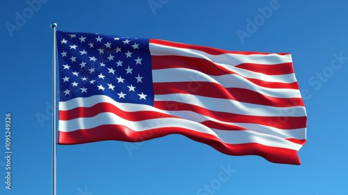 Silhouette of person with American flag at sunset on cliff