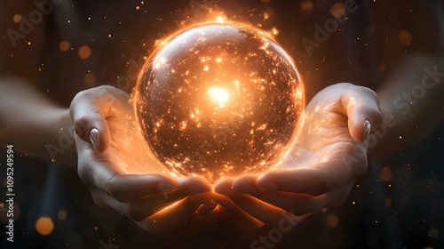 Hands cradling a glowing orb of light