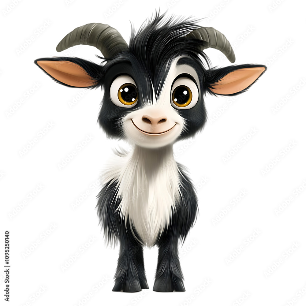 Obraz premium cute happy cartoon goat isolated transparent background
