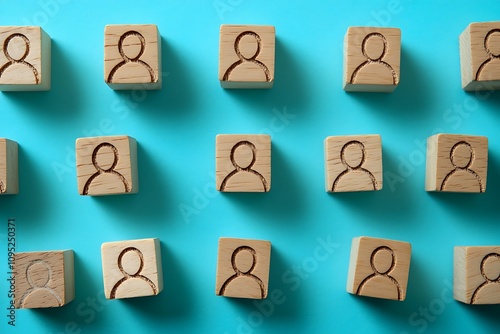 Wooden Blocks Employee Icons Organization Connection