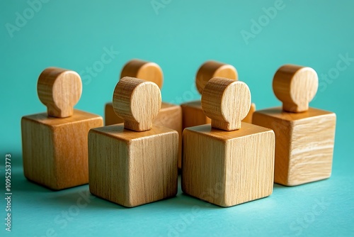 Wooden Figurines Meeting Unity in Business Concept