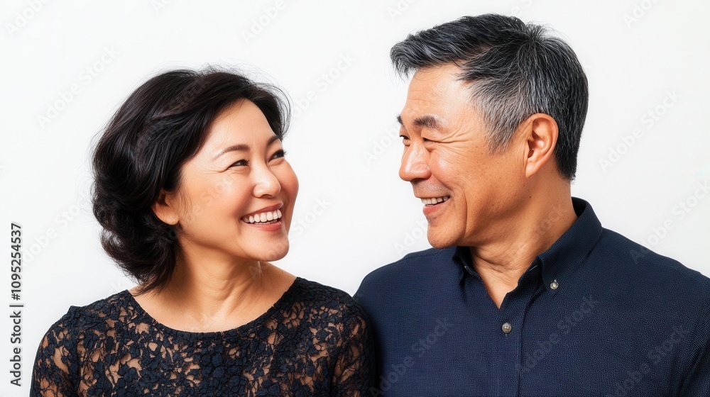 Happy Asian Couple Portrait Love, Laughter, and Aging Gracefully Happy Asian Couple Portrait Love, Laughter, and Aging Gracefully