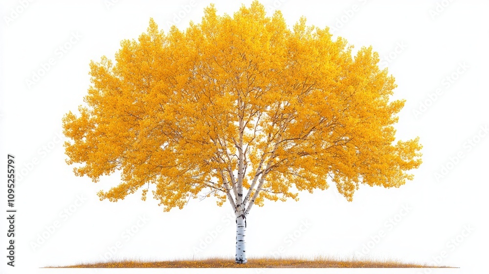 Fototapeta premium Autumnal Birch Tree with Golden Leaves