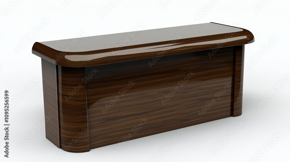 Modern wooden reception desk with glossy finish in minimalist style Modern wooden reception desk with glossy finish in minimalist style