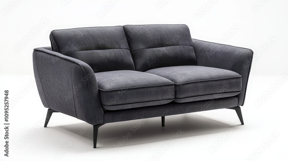 Modern minimalist dark gray sofa on white background Modern minimalist dark gray sofa on white background