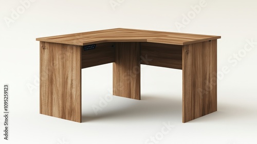 Modern l-shaped wooden desk with clean lines and minimalist design for home office