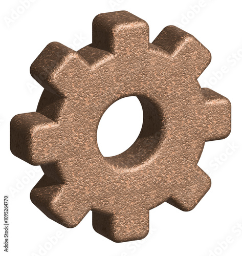 Realistic Copper Gear, PNG