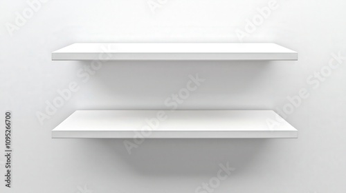 Minimalist white shelves on plain wall for modern interior design aesthetics