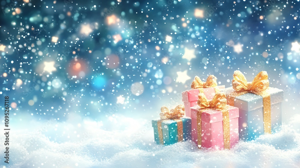 Magic Christmas gift background with copy space Magic Christmas gift background with copy space