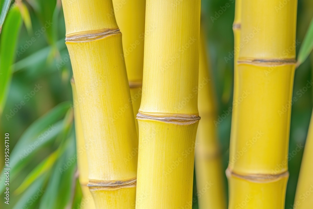 Obraz premium Bright Yellow Bamboo Stalks in Natural Setting