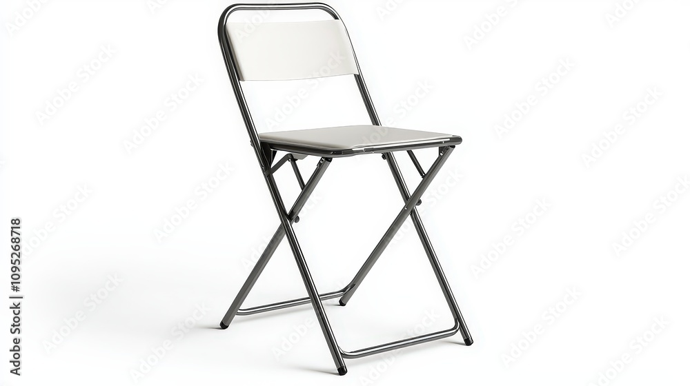 Minimalist metal folding chair on white background for modern spaces