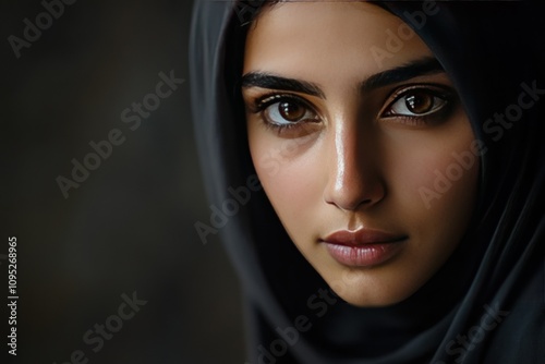 Beautiful Portrait of a Woman in a Black Hijab