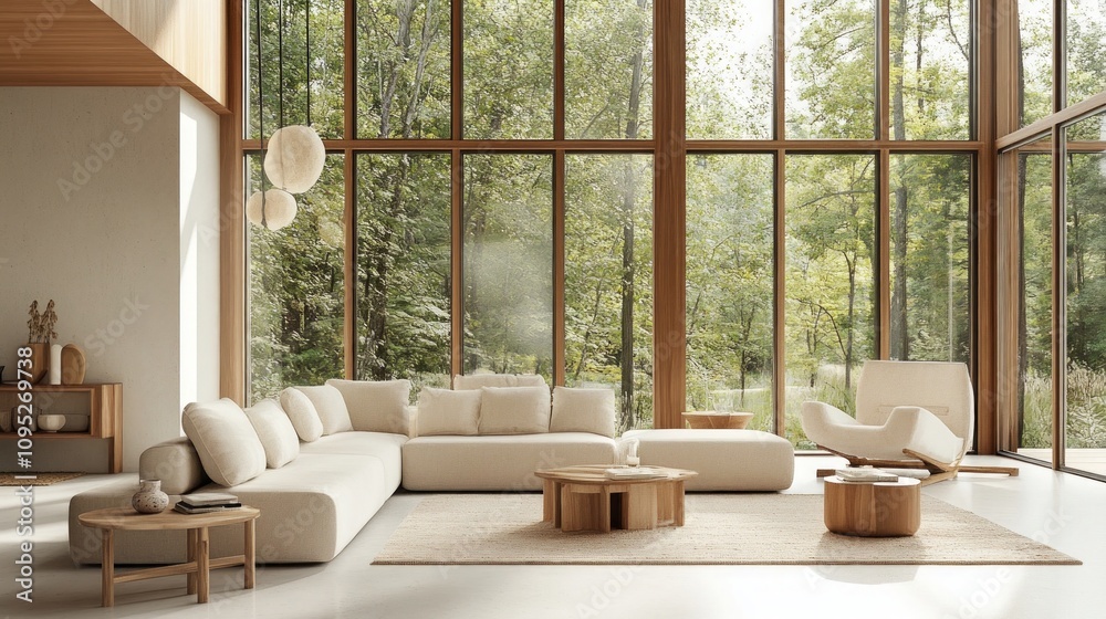 Fototapeta premium Modern Minimalist Living Room with Natural Light