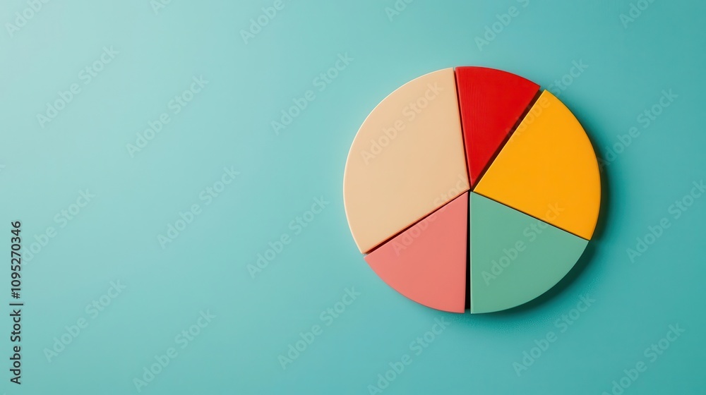 Fototapeta premium Digital pie chart of equity fund allocation with growth sectors visualized, balanced strategy, financial planning