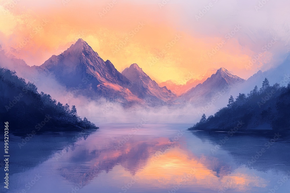 Sunrise reflection over tranquil lake and majestic mountains nature landscape serene environment scenic viewpoint Sunrise reflection over tranquil lake and majestic mountains nature landscape serene environment scenic viewpoint