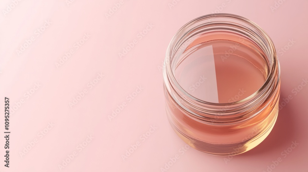 empty glass jar on pink surface empty glass jar on pink surface
