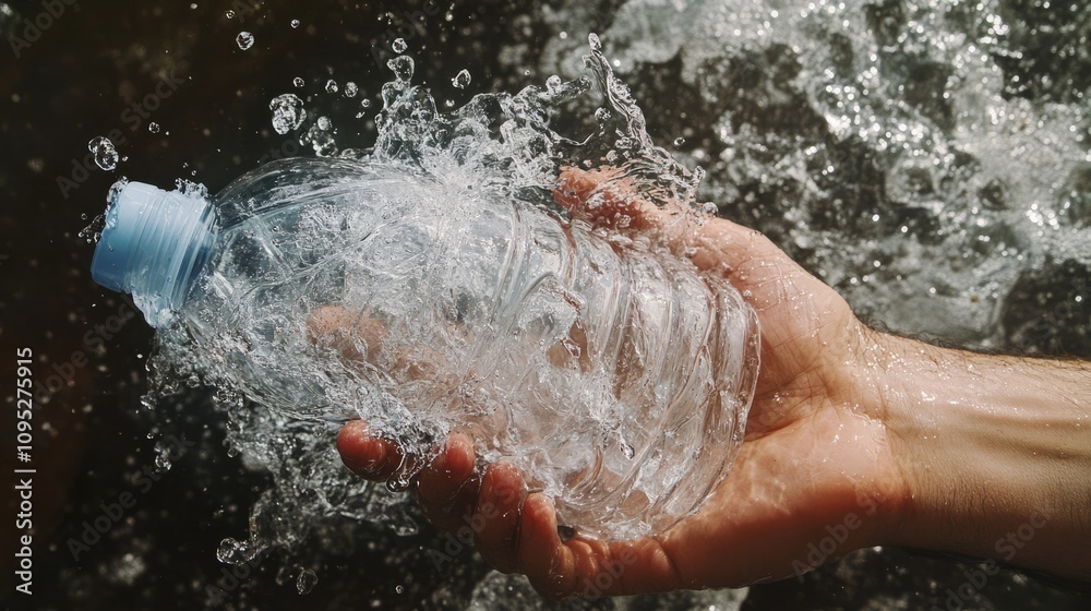 Fototapeta premium plastic bottle bending by hand