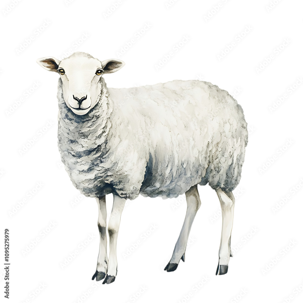 Fototapeta premium Female Dorset Sheep isolated transparent background