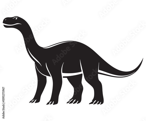 Barosaurus Silhouette on White Background, Minimalist Barosaurus Dinosaur Silhouette, Barosaurus Silhouette Sticker Set, Barosaurus Silhouette Logo Design.
