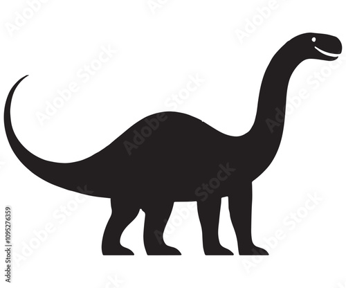 Barosaurus Silhouette on White Background, Minimalist Barosaurus Dinosaur Silhouette, Barosaurus Silhouette Sticker Set, Barosaurus Silhouette Logo Design.