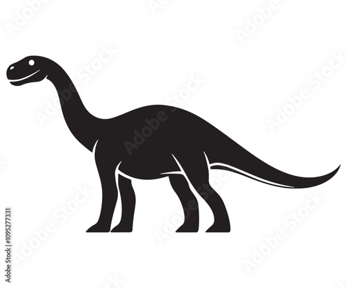 Barosaurus Silhouette on White Background, Minimalist Barosaurus Dinosaur Silhouette, Barosaurus Silhouette Sticker Set, Barosaurus Silhouette Logo Design.