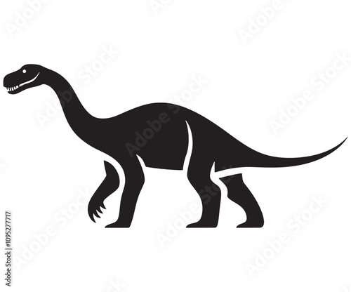 Barosaurus Silhouette on White Background, Minimalist Barosaurus Dinosaur Silhouette, Barosaurus Silhouette Sticker Set, Barosaurus Silhouette Logo Design.