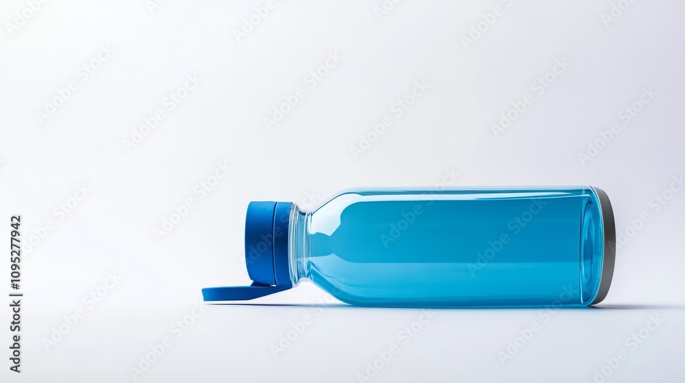 blue plastic bottle against white background blue plastic bottle against white background