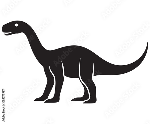 Barosaurus Silhouette on White Background, Minimalist Barosaurus Dinosaur Silhouette, Barosaurus Silhouette Sticker Set, Barosaurus Silhouette Logo Design.