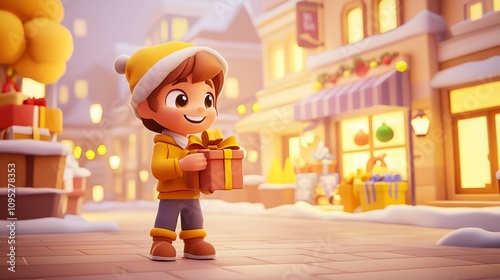 Obraz na płótnie Shopping for Gifts during Holidays Pastel colored 3D cartoon style illustration. w salonie