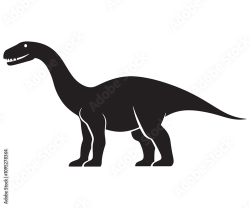 Barosaurus Silhouette on White Background, Minimalist Barosaurus Dinosaur Silhouette, Barosaurus Silhouette Sticker Set, Barosaurus Silhouette Logo Design.