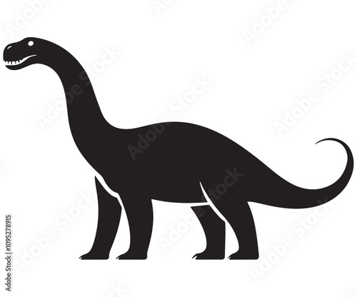 Barosaurus Silhouette on White Background, Minimalist Barosaurus Dinosaur Silhouette, Barosaurus Silhouette Sticker Set, Barosaurus Silhouette Logo Design.