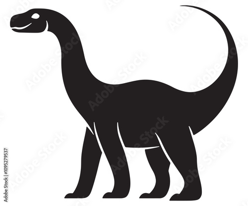 Barosaurus Silhouette on White Background, Minimalist Barosaurus Dinosaur Silhouette, Barosaurus Silhouette Sticker Set, Barosaurus Silhouette Logo Design.