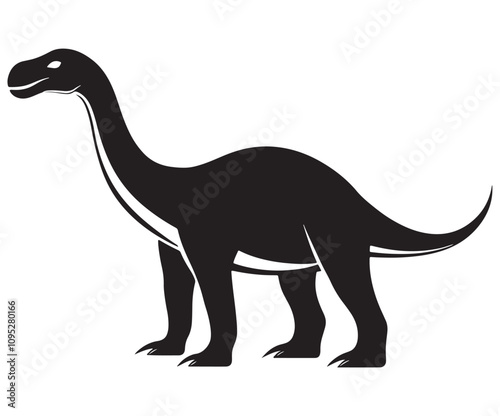 Barosaurus Silhouette on White Background, Minimalist Barosaurus Dinosaur Silhouette, Barosaurus Silhouette Sticker Set, Barosaurus Silhouette Logo Design.