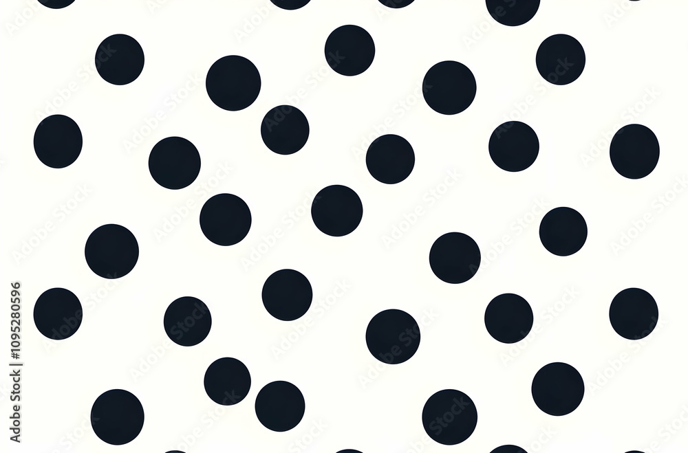 Stylish Black Polka Dot Pattern on White Background Ideal for Modern Design Projects, Fashion, Textile, and Creative Applications with a Minimalist Aesthetic